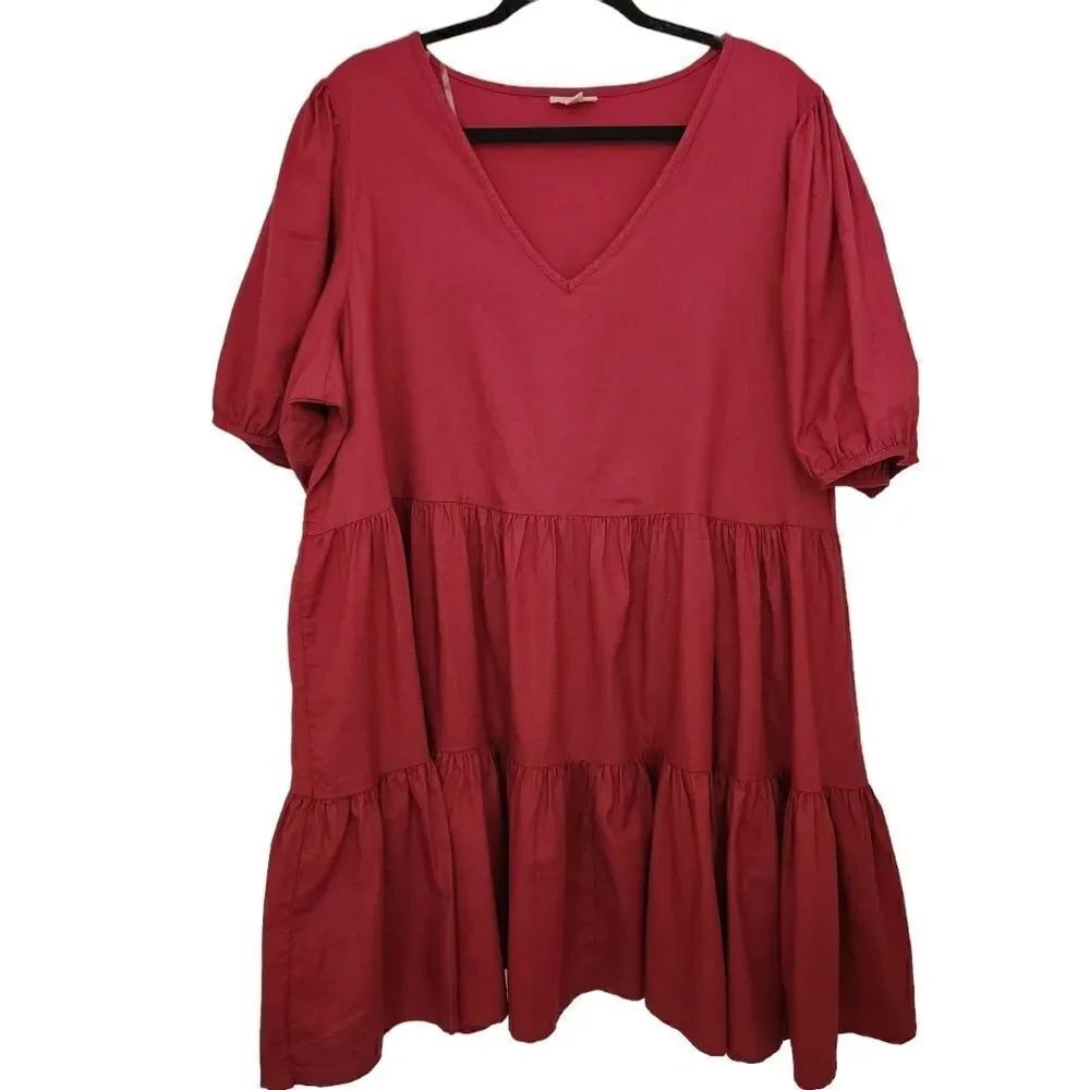a.n.a A New Approch Womens Casual Short Sleeve VNeck Layered Mini Dress Size XXL